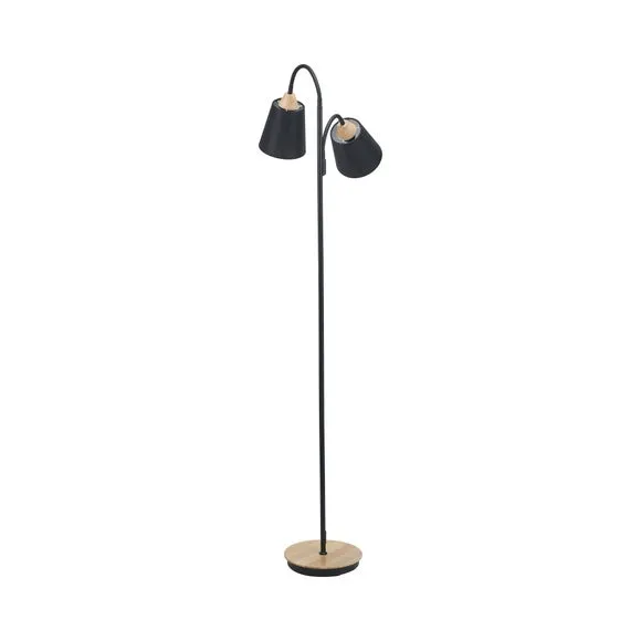 Pacific Lifestyle Juna Metal and Wood Two Head Floor Lamp 5