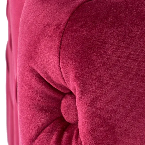 Return - Seraphina Velvet Buttoned Footstool, Raspberry Pink 6