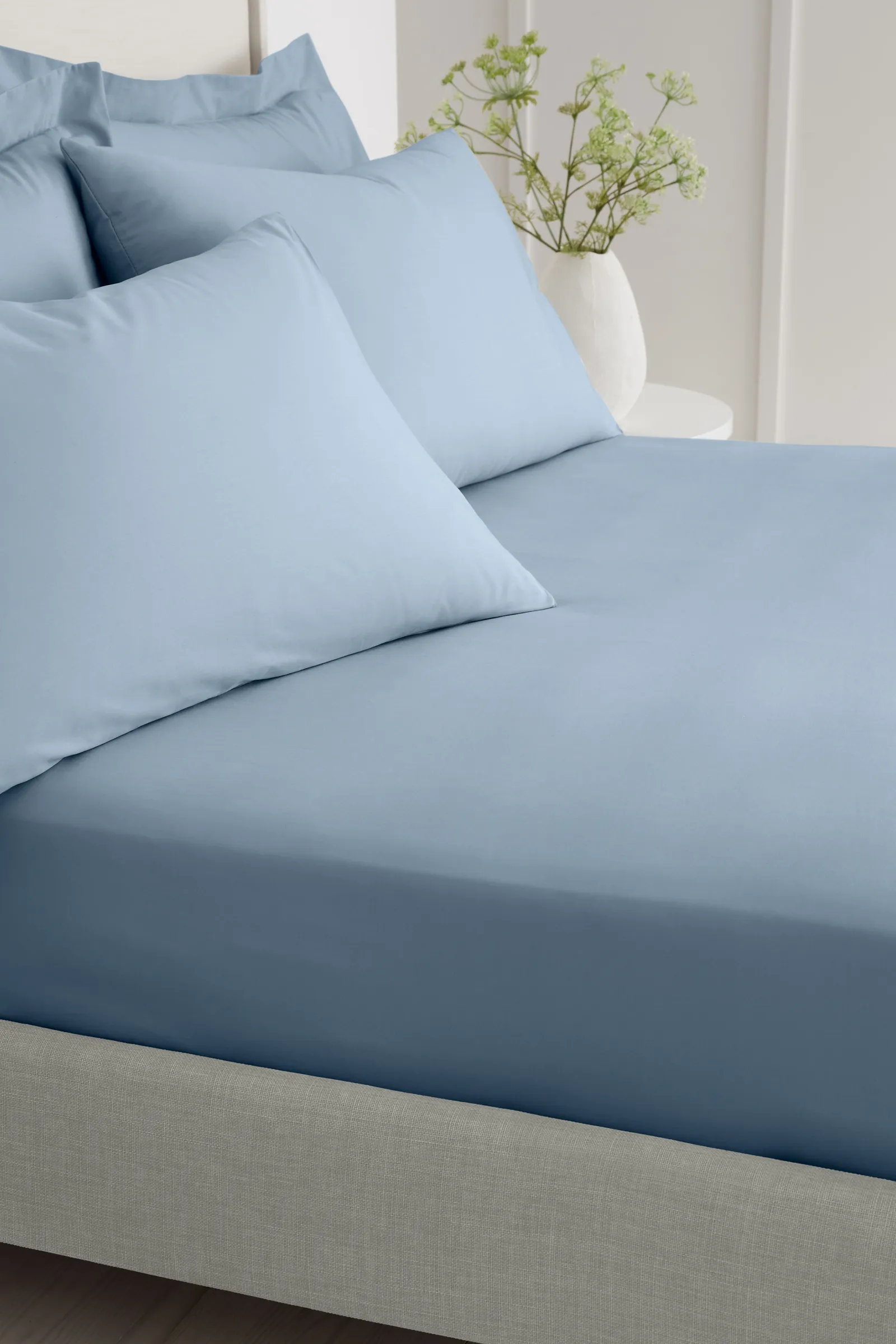 Bianca 200 Thread Count Cotton Percale 32cm Depth Sheet in Blue 2