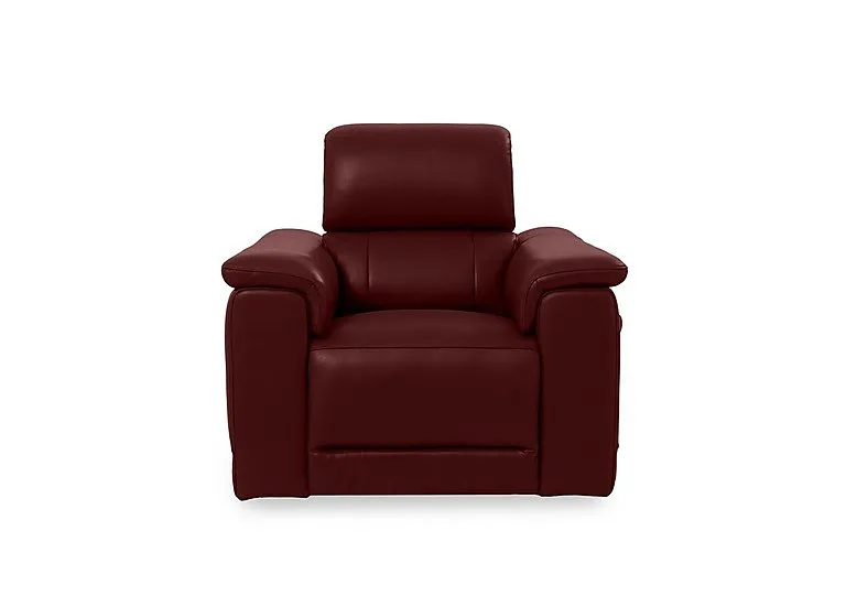 Genius Leather Power Recliner Chair with Power Headrest and Bluetooth Speakers - Montana Ruby