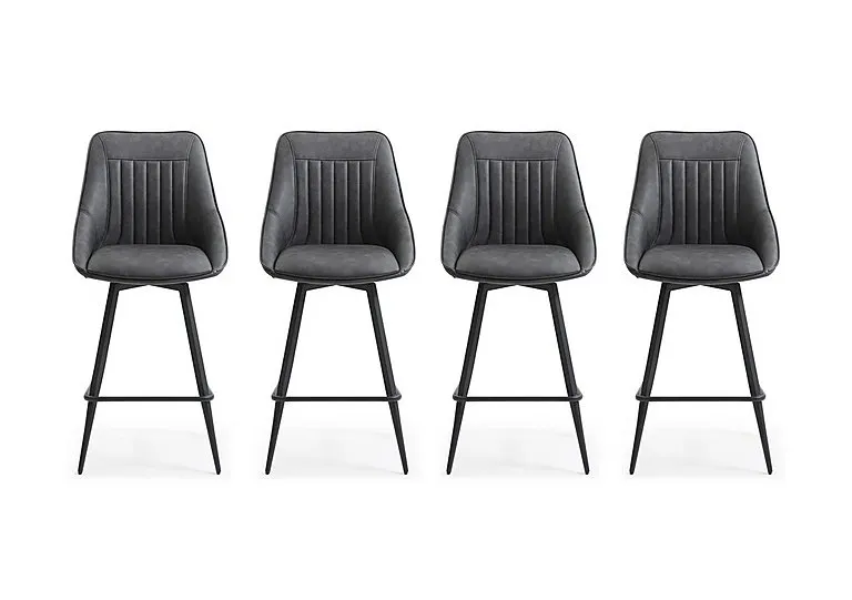 Crete Set of 4 Faux Leather Swivel Bar Stools