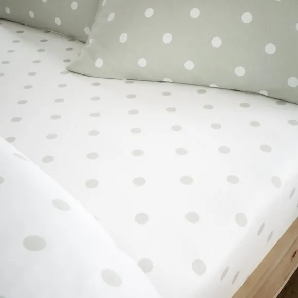 Catherine Lansfield Polka Dot 100% Brushed Cotton Fitted Sheet 1