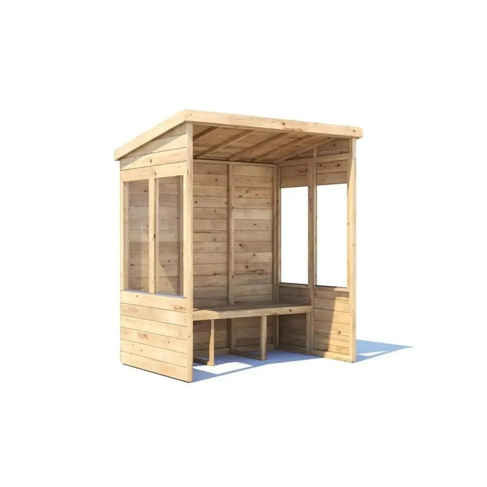 Dunster House Wooden Garden Arbour With Glazed Panels, W1.8m x D1.2m / W6' x D4' in Light Tan