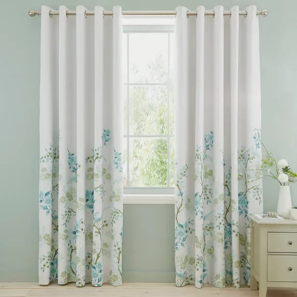 Ditsy Bird Polycotton Blackout Eyelet Curtains 2