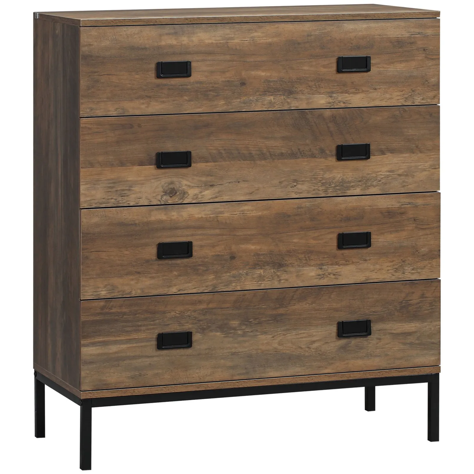 HOMCOM Chest of Drawers 4 Drawer Dresser Storage Cabinet Handles Bedroom in Brown 2
