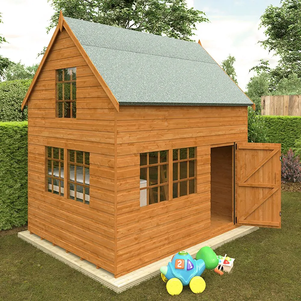 Buttercup Farm 8 x 6 Feet Country Cottage 12mm Shed - Solid Wood/Softwood/Pine in Burnt Orange 3