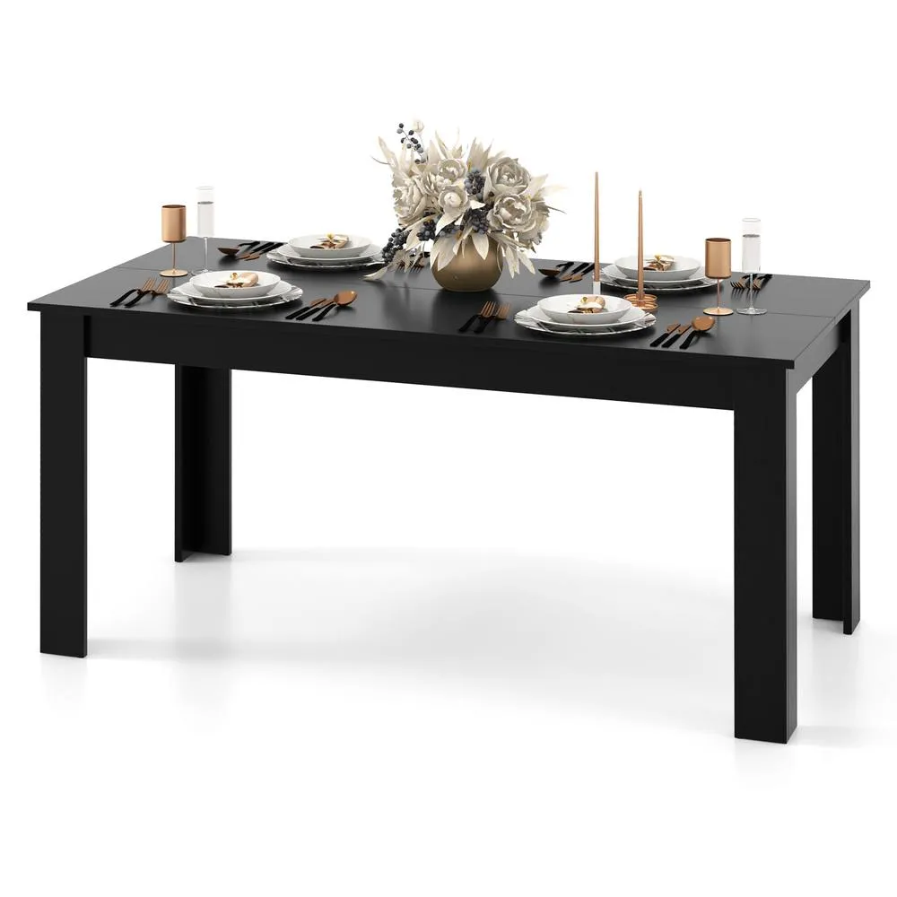 Costway 160 CM Rectangular Dining Table Modern 8 people Kitchen Table in Black 6
