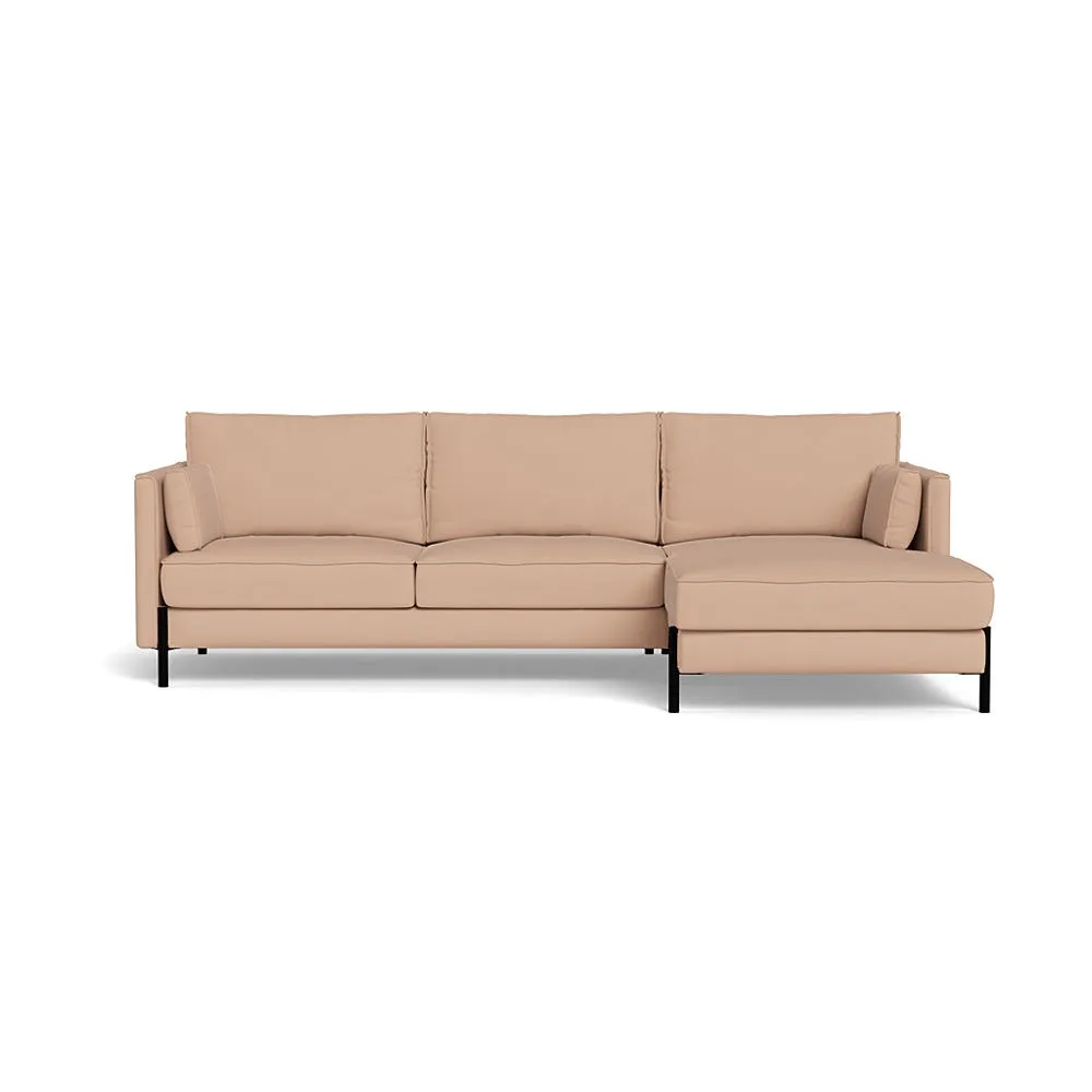Heal's Tortona Right Hand Facing 4 Seater Corner Chaise Capelo Linen-Cotton Rosedale Black Feet 1