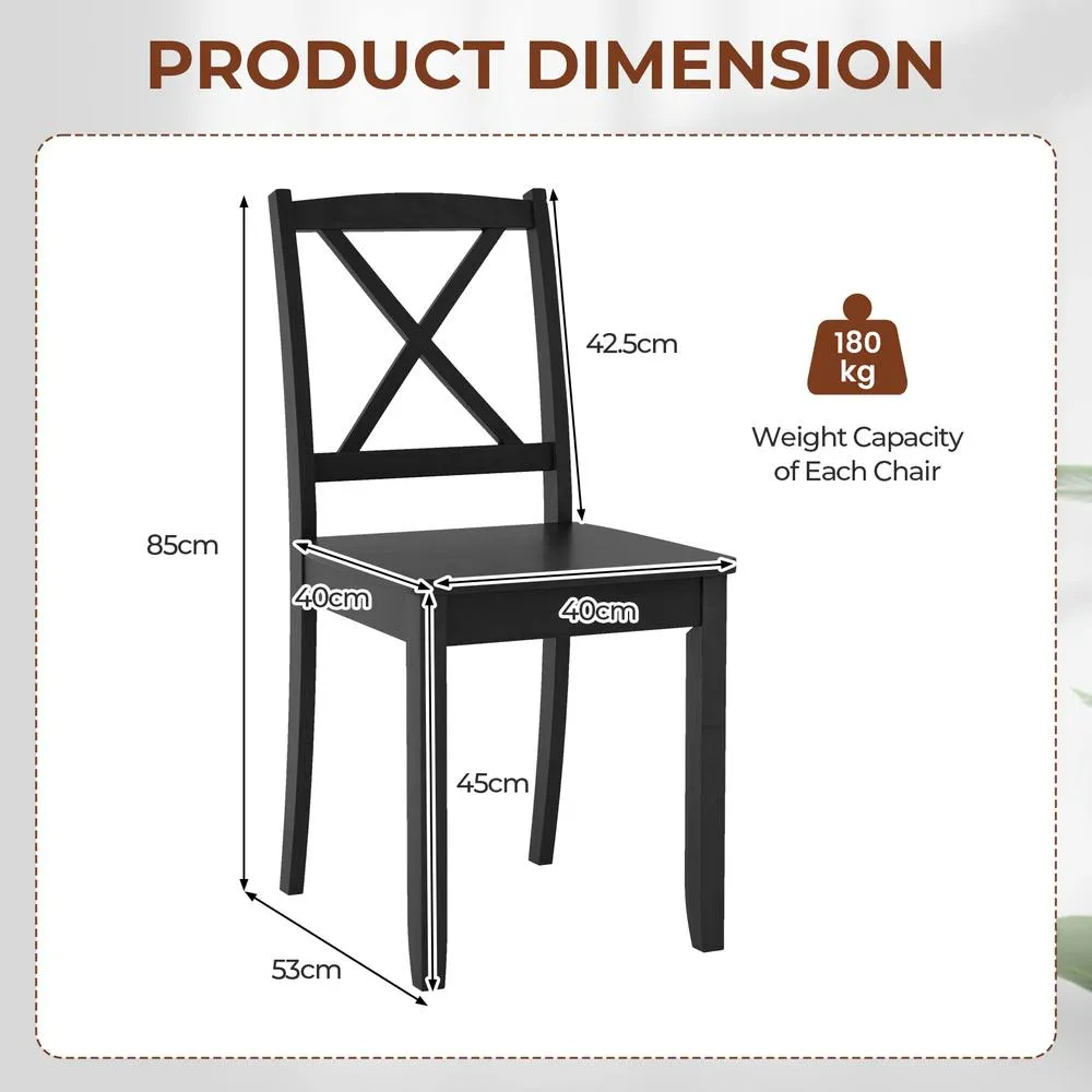 Costway 2PCS Wooden Dining Chair Armless Kitchen Chairs Side Chairs Cross Back in Black 3