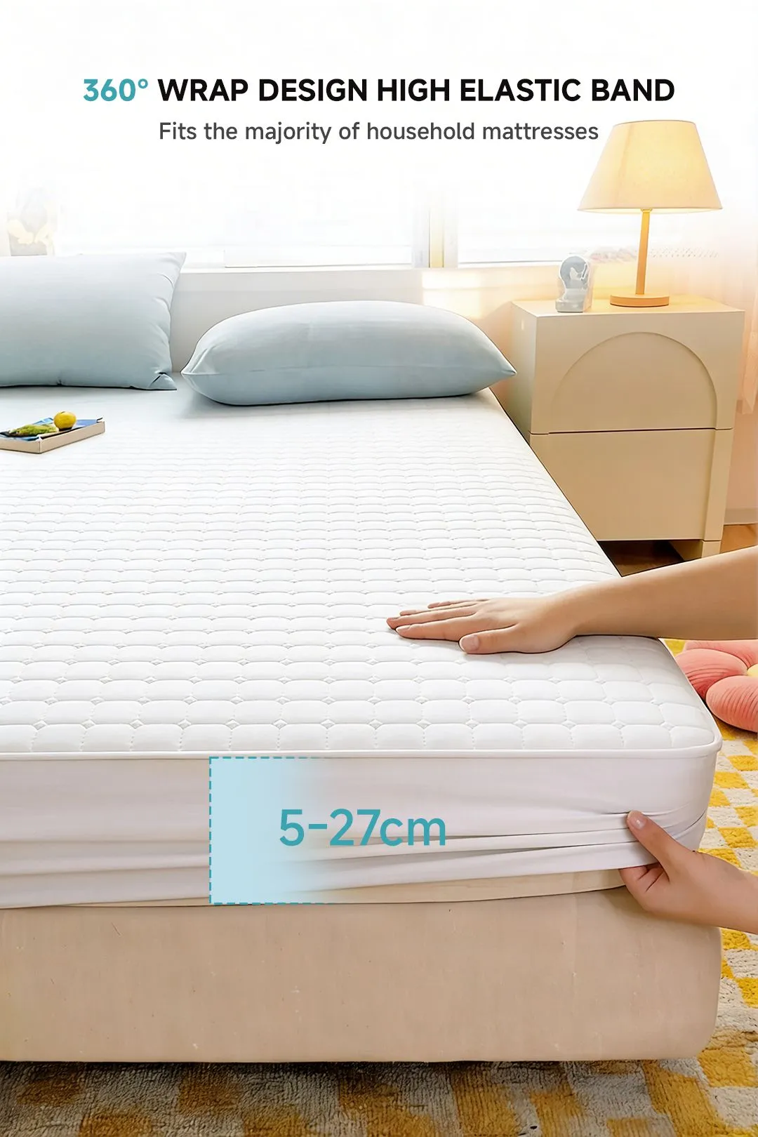 Living and Home Soft Deep Fit White Quilted Fitted Sheet