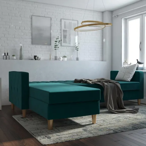 Cosmo Living Liberty Velvet Corner Chaise Double Sofa Bed 3