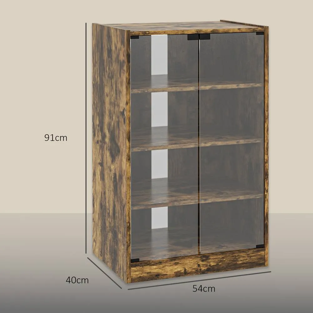 HOMCOM 4-Tier Hi-Fi Stand with Adjustable Shelves, Rustic Brown 3