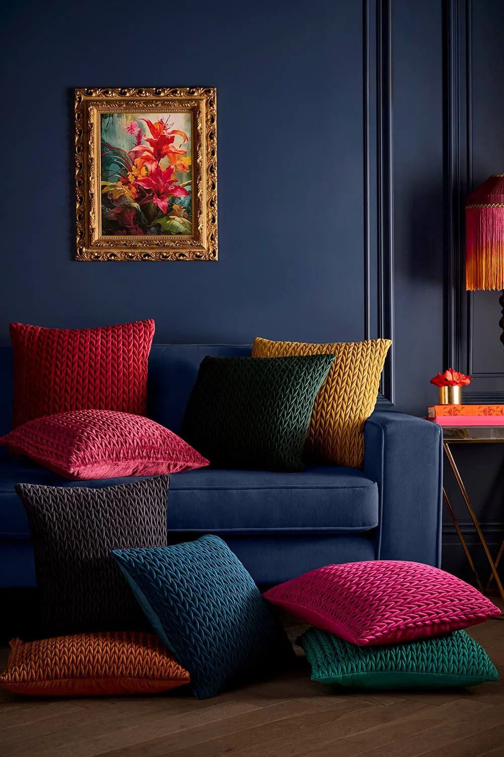 Laurence Llewelyn-Bowen 'Amory' Luxe Velvet Filled Cushion in Fuchsia 3