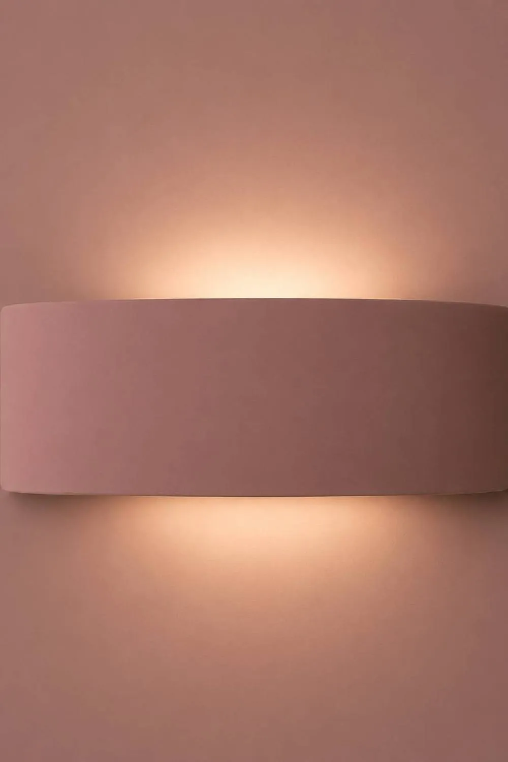 ValueLights Vincent Curved Ceramic Up/Down Flush Wall Sconce Light with Bulb in Dusty Pink 3