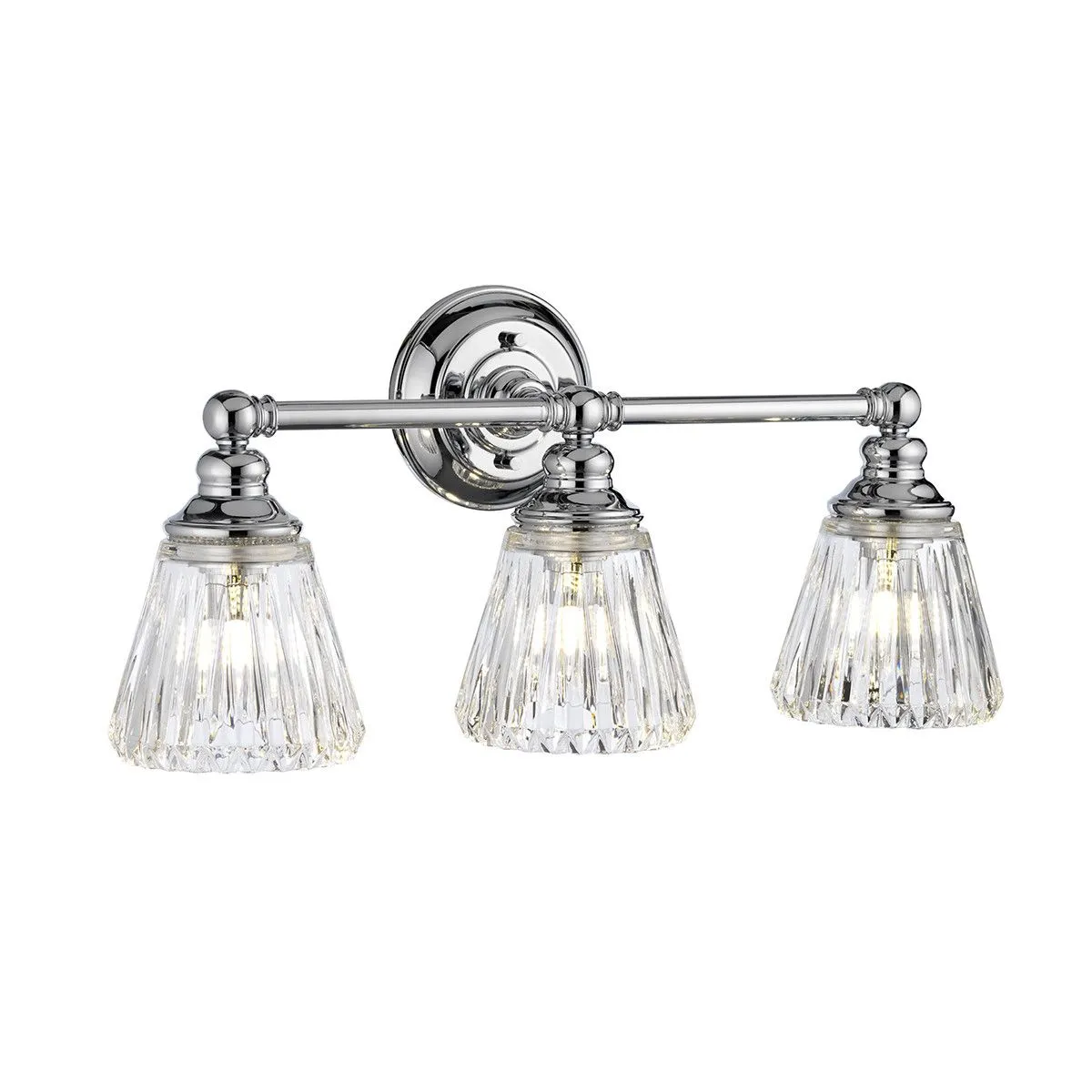 Netlighting Keynes 3 Light Wall Light Polished Chrome IP44 in Grey