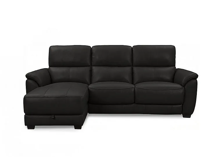 Saffron Leather 3 Seater Sofa with Storage Left Hand Facing Chaise End