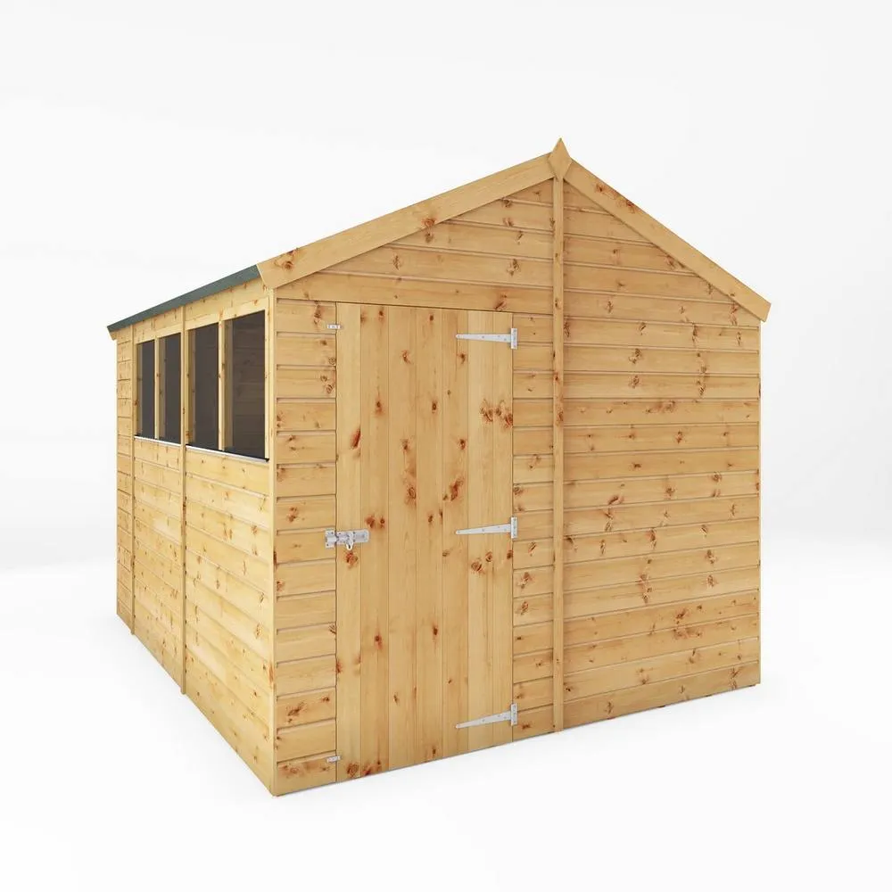 Mercia 10 x 8 Feet Shiplap Apex Shed - L296.6 x W250.4 x H235.6 cm - Brown