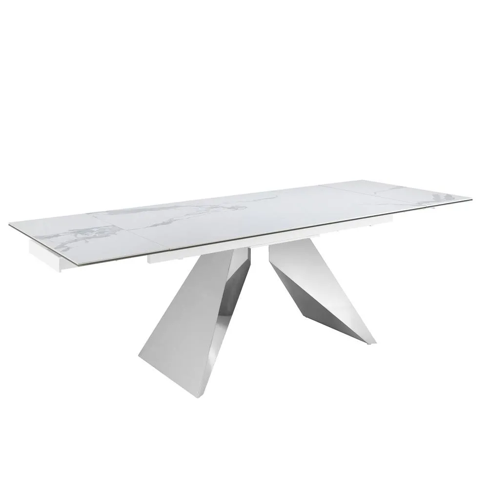 Angel Cerda Extendable Rectangular Dining Table White Porcelain
