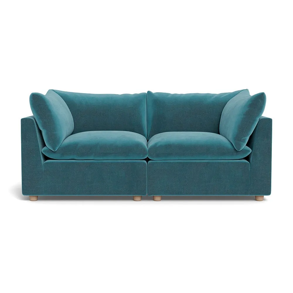 Heal's Astrid 3 Seater Sofa Smart Luxe Velvet Airforce Blue Natural Beech Feet 1