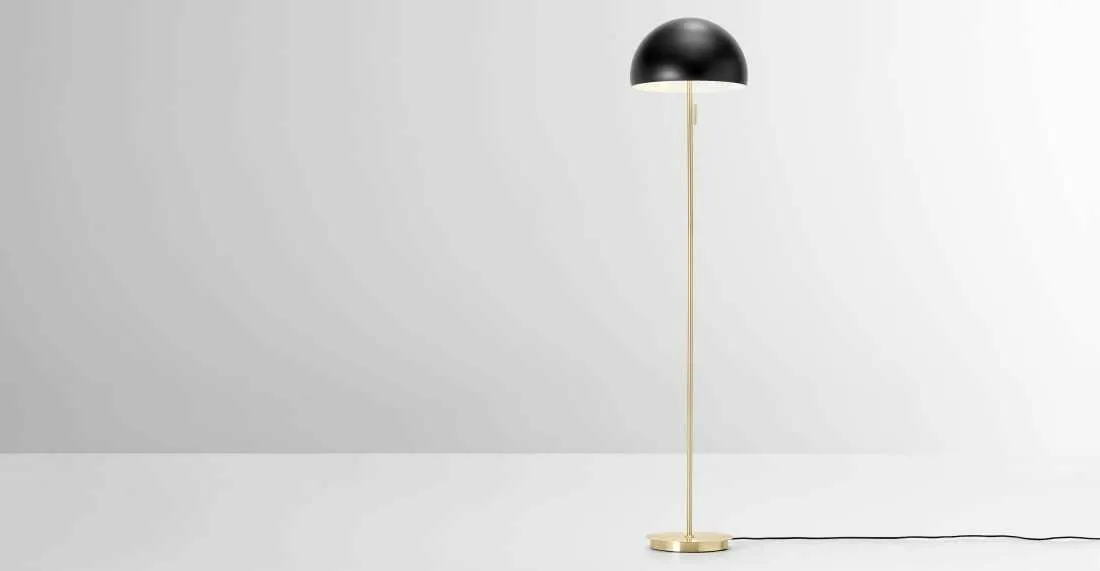 Collet Floor Lamp, Black & Brass