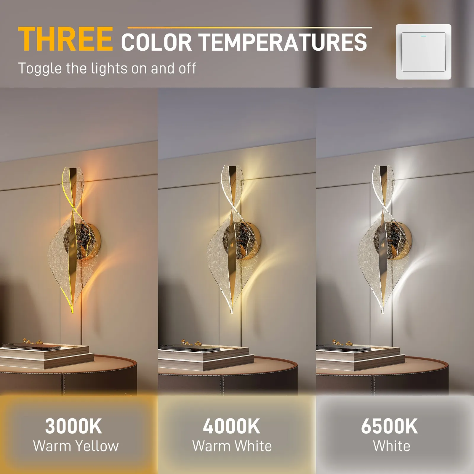 HOMCOM Led Wall Lamp 2 Pack, Modern Indoor Spiral Wall Light in Gold 4