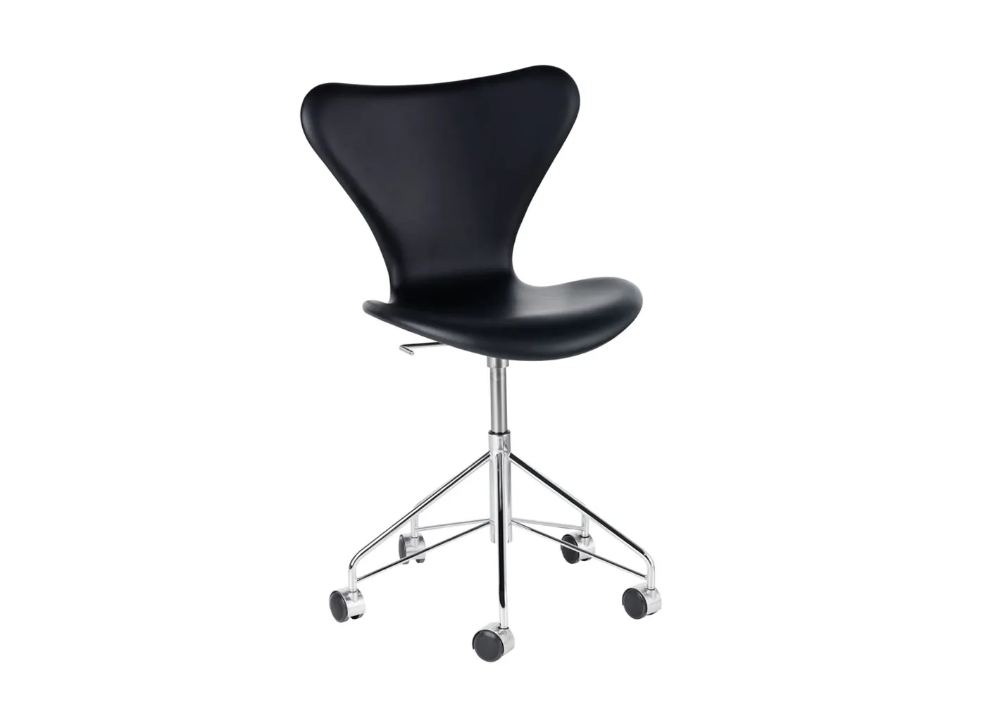 Fritz Hansen Series 7 Fully Upholstered Swivel Chair Leather Basic Black