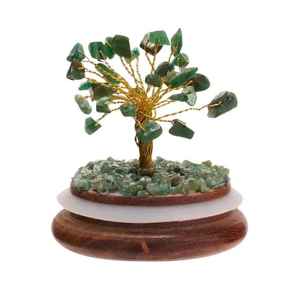 Serenity Green Aventurine Gemstone Glass Dome Tree 2