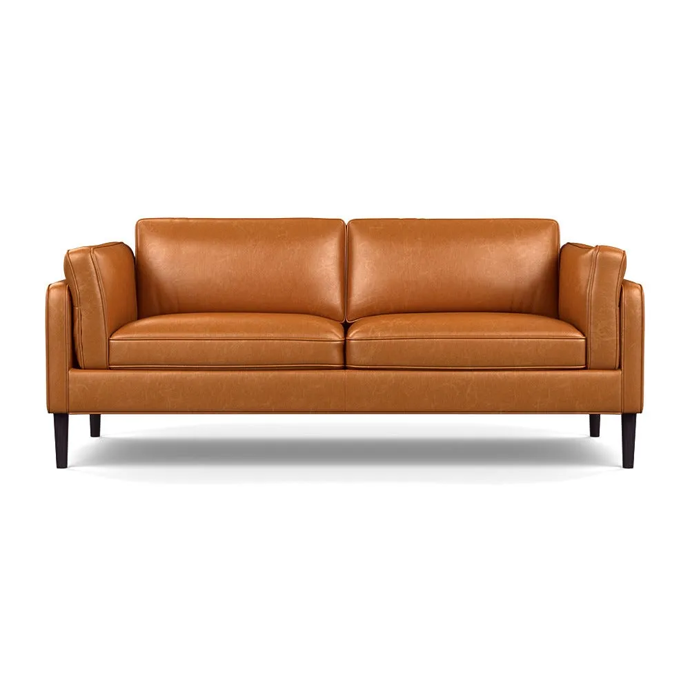 Heal's Sonno 3 Seater Leather Stonewash Toffee 277 Wenge Black Feet 1