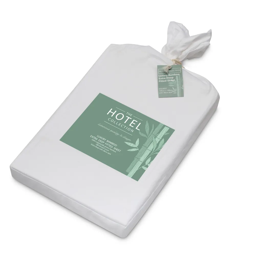 Bamboo Extra Deep King 38cm Fitted Sheet, White
