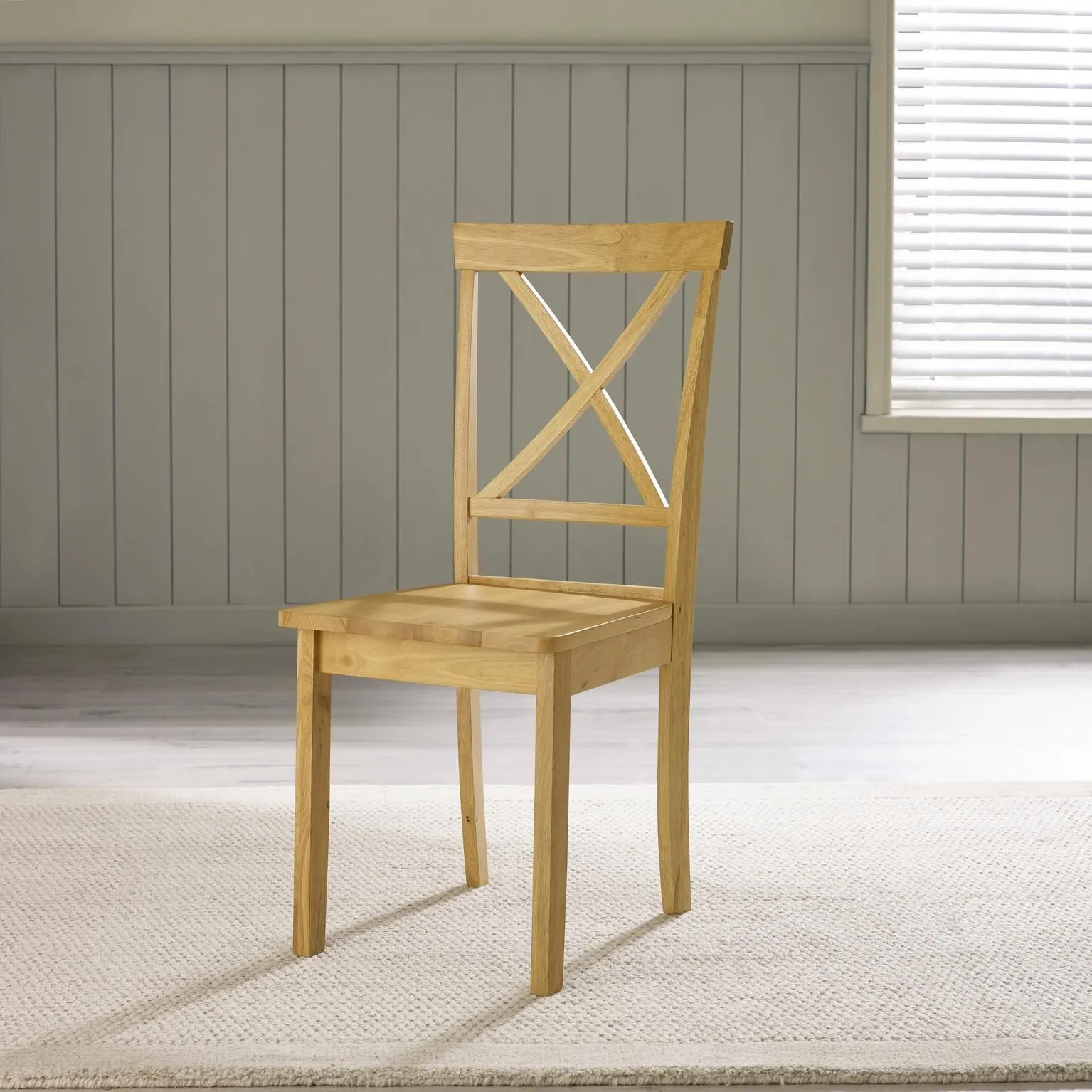 FurnitureboxUK Millford x2 Solid Wood Crossback Dining Chairs in Light Oak 3