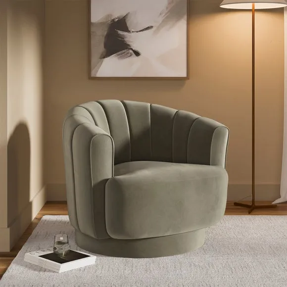 Carmen Quilted Velvet Swivel Chair