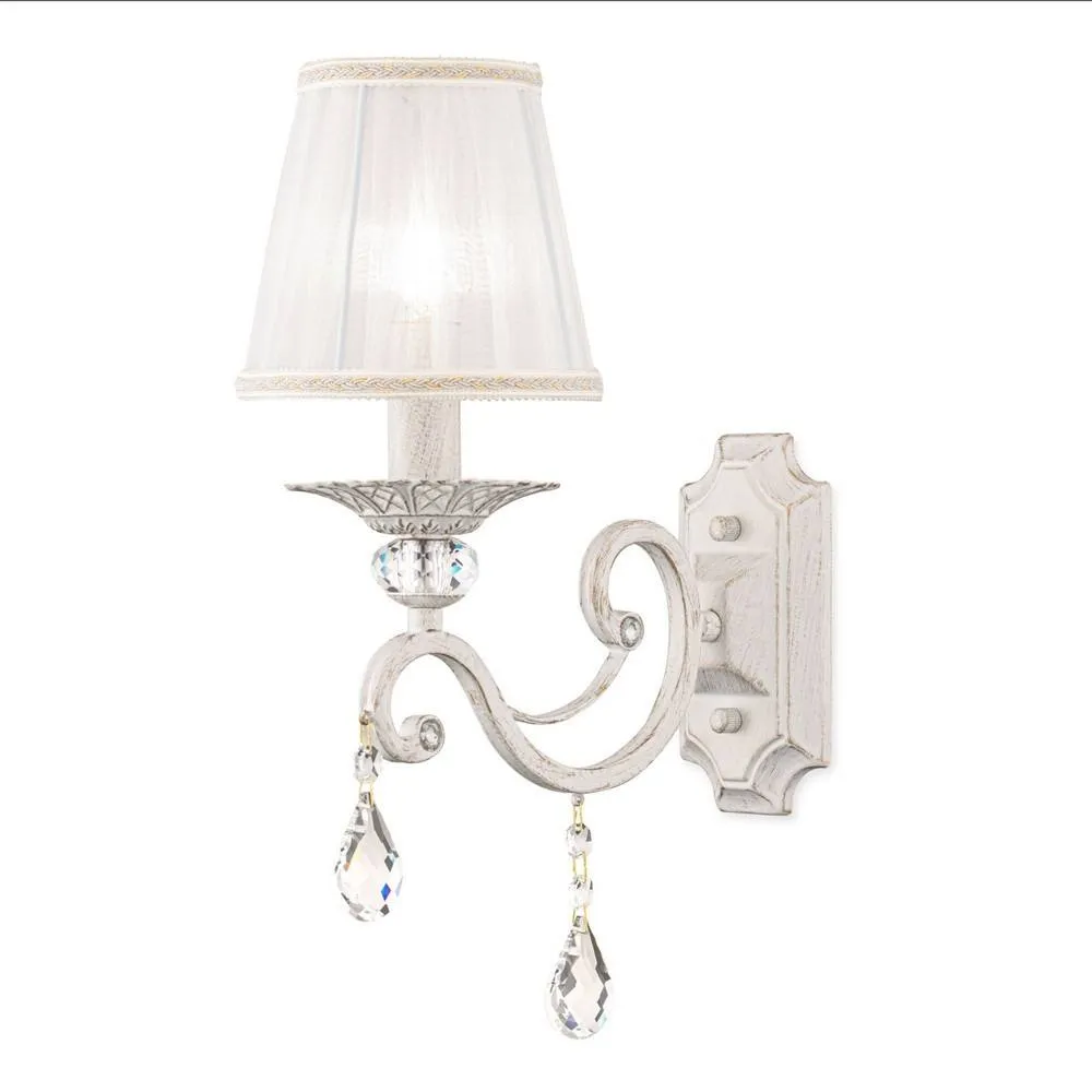 Netlighting Grace Wall Candle Lamp White with Gold & Crystal 1 Light E14 2