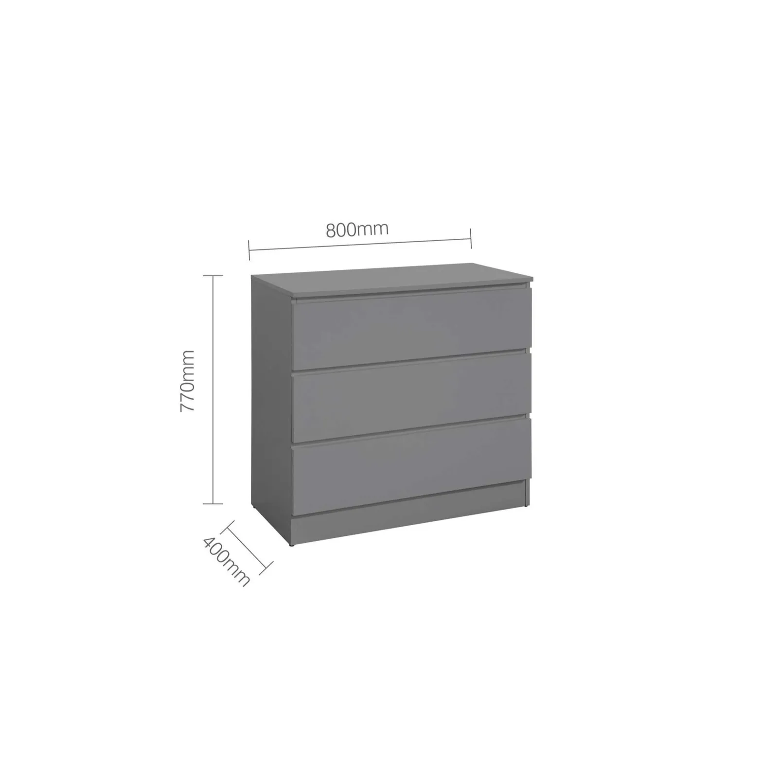 Birlea Oslo 3 Drawer Chest in Grey 4