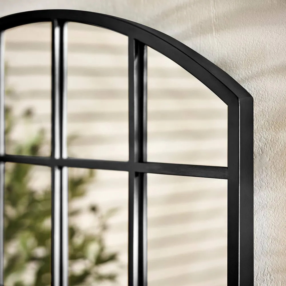 FurnitureboxUK Hinton Medium Arched Window 70x70cm Garden Mirror in Black 3