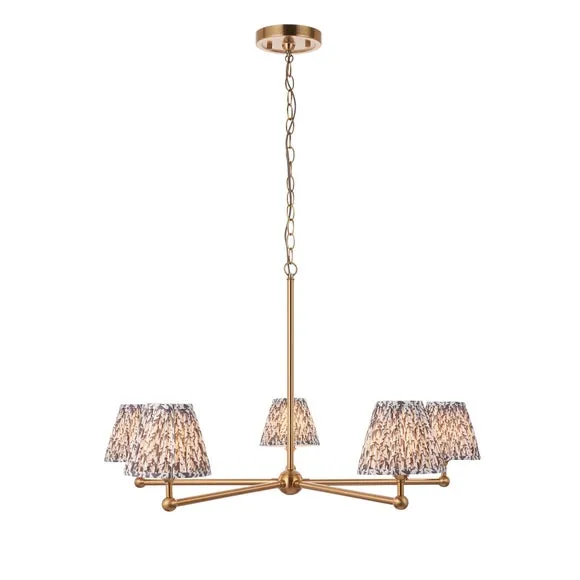 Vogue Javier 5 Light Adjustable Pendant Light with Grey Leaf Lamp Shades 5