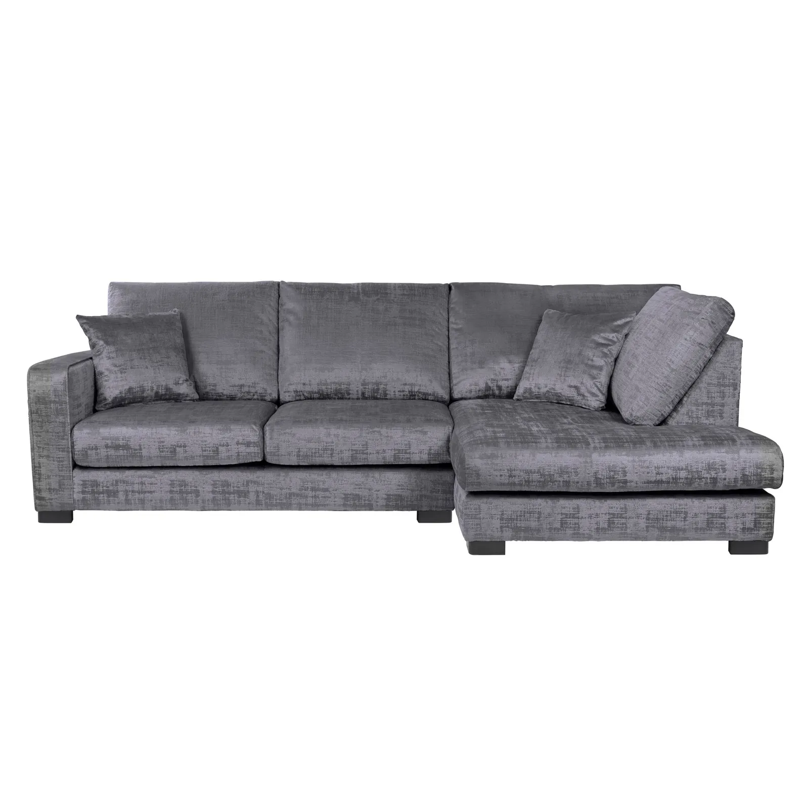 Carson Distressed Velvet Right Hand Corner Sofa Grey