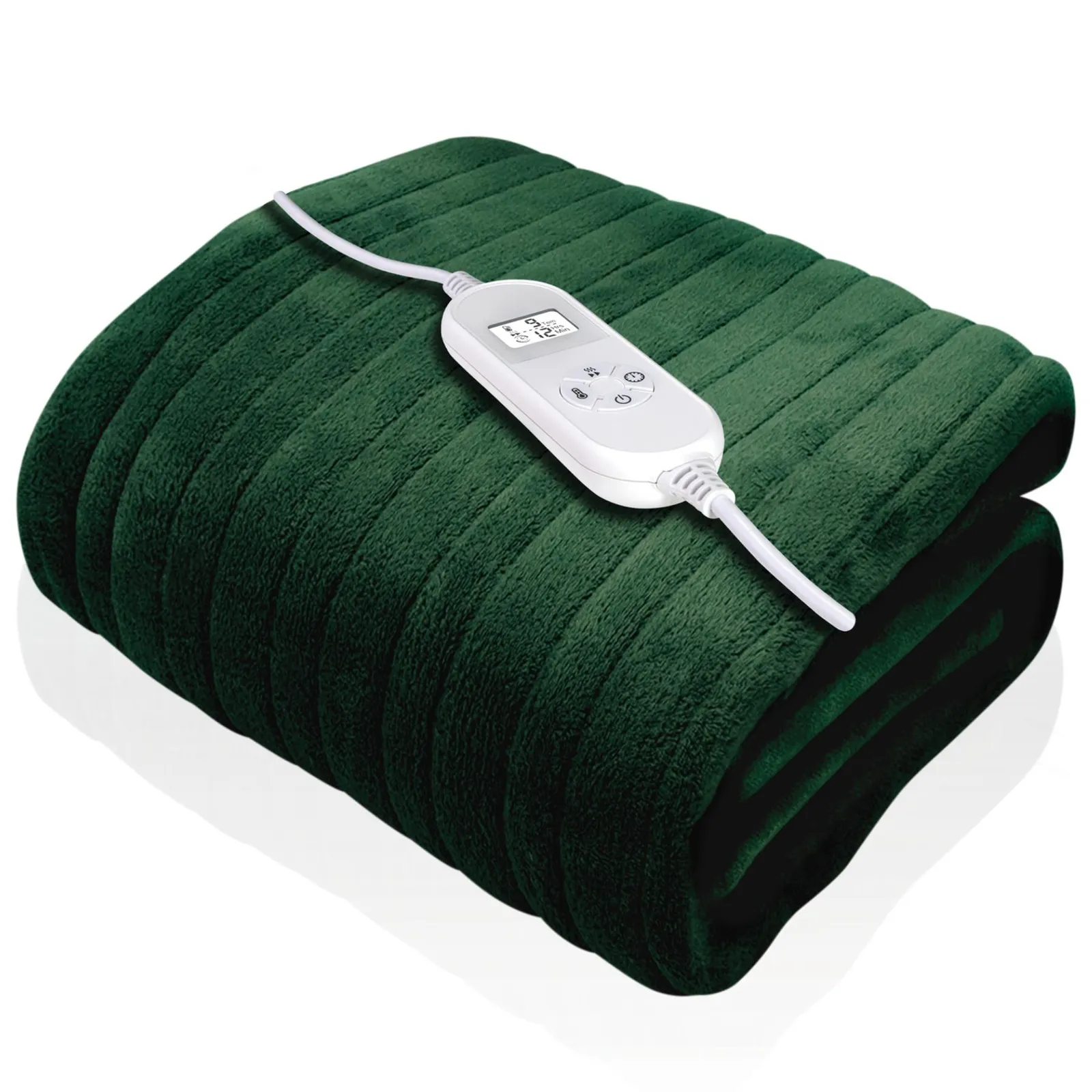 Dreamcatcher Deluxe Electric Throw Heated Double Over Blanket Soft Fleece Timer in Green