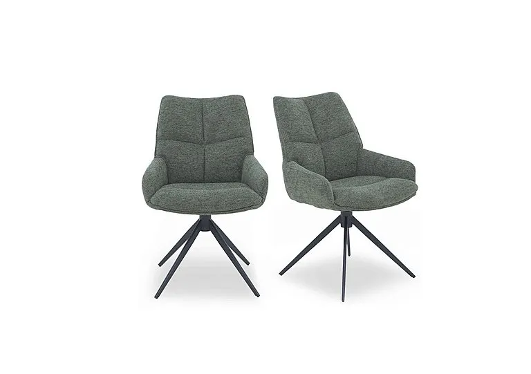 Kiara Pair of Fabric Swivel Dining Chairs - Forest
