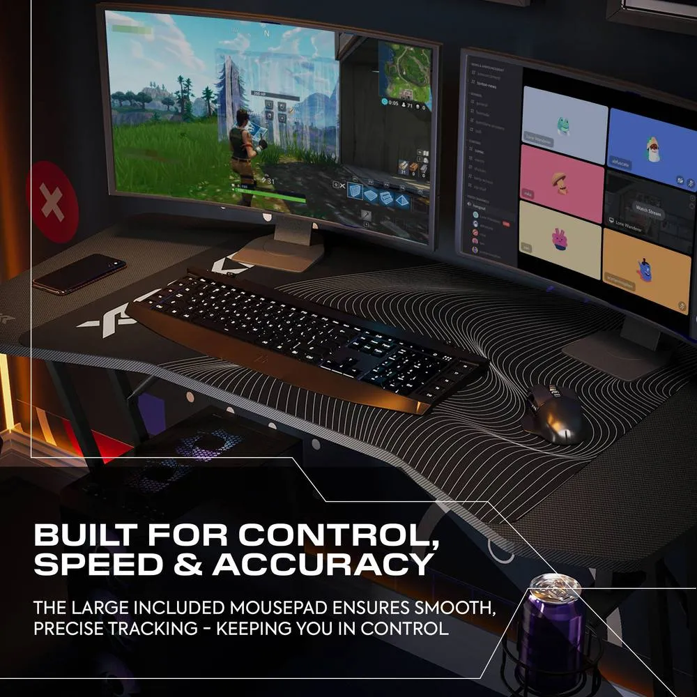 X Rocker Panther Evo 120cm Gaming Desk with Mousepad - Black 5