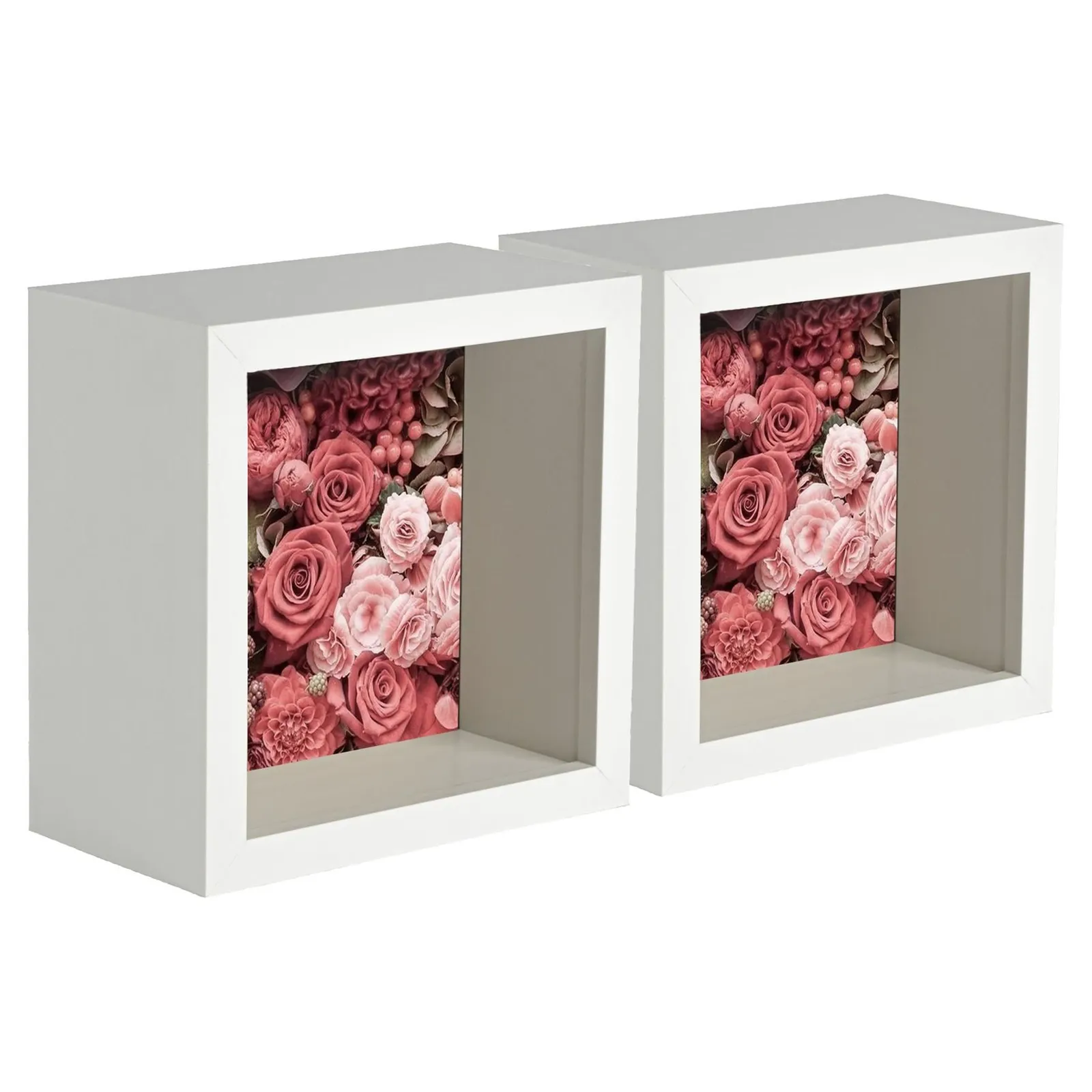 Nicola Spring 3D Deep Box Photo Frames - 4 x 4" - Pack of 5 in White