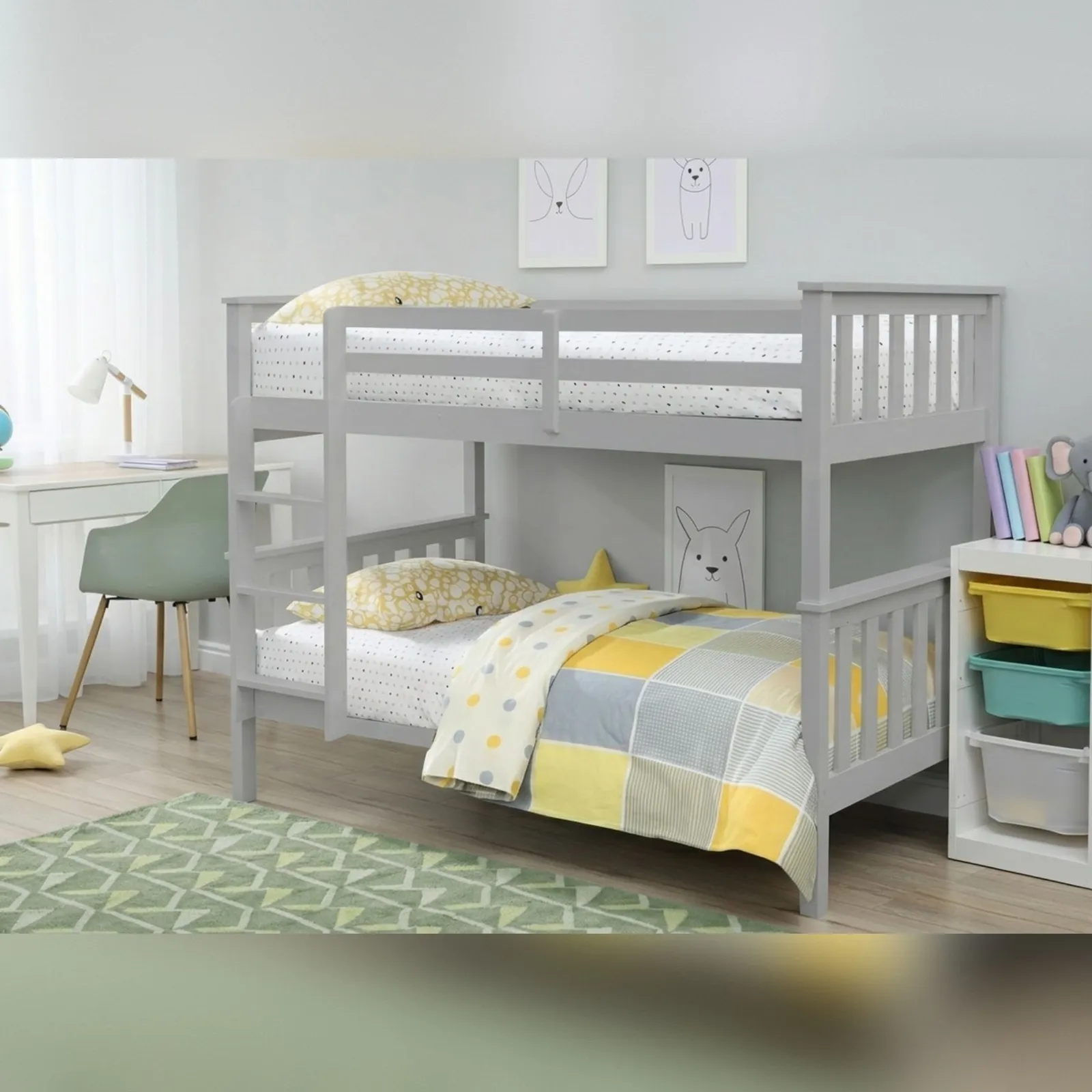 Comfy Living Ltd Premium 3ft Wooden Bunkbed In Various Colours in Grey 1