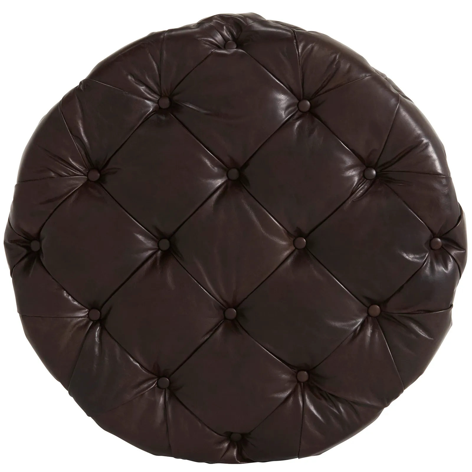 Timothy Oulton Lord Digsby Round Medium Footstool, Brown Leather | Barker & Stonehouse 4
