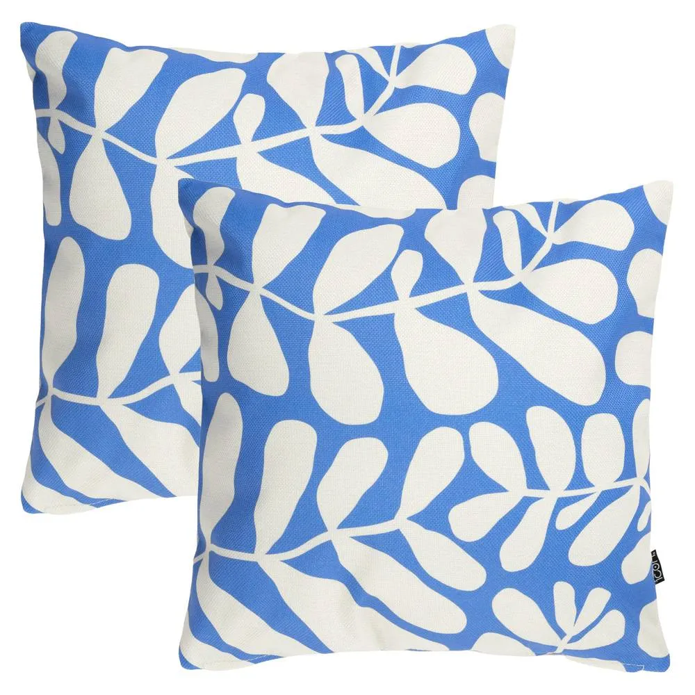 icon 2 Pack Cushion 43x43 Kyoto Fabric - Abstract Leaf Blue