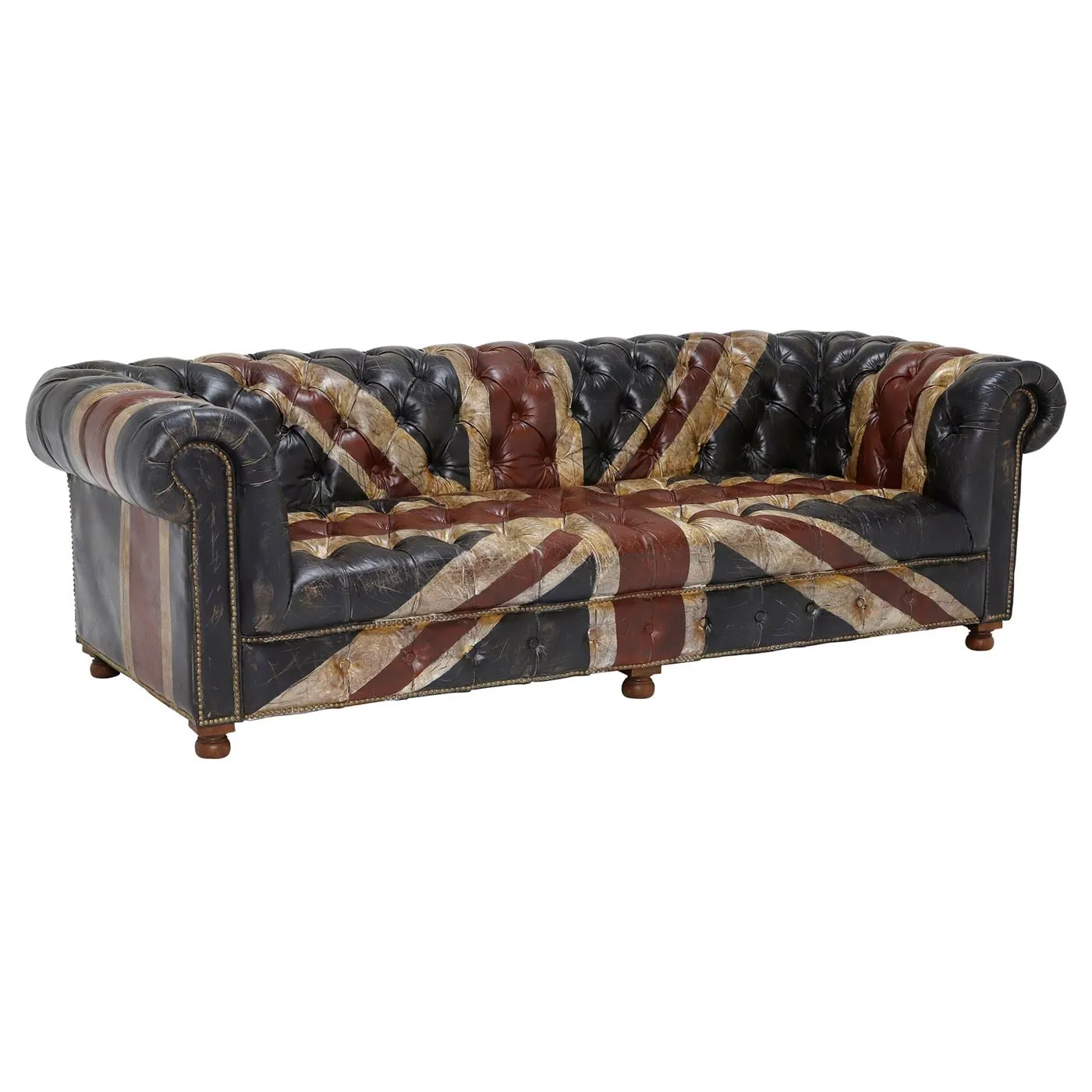 Timothy Oulton Westminster Button Chesterfield Sofa 3 Seater, Navy Leather | Barker & Stonehouse 3