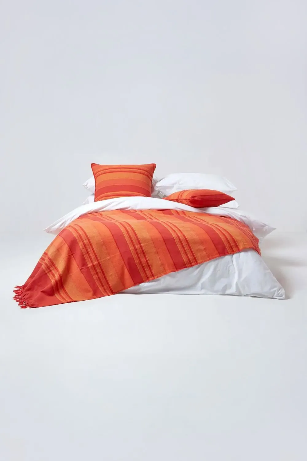 Homescapes Cotton Morocco Striped Curtain Pair in Terracotta 3