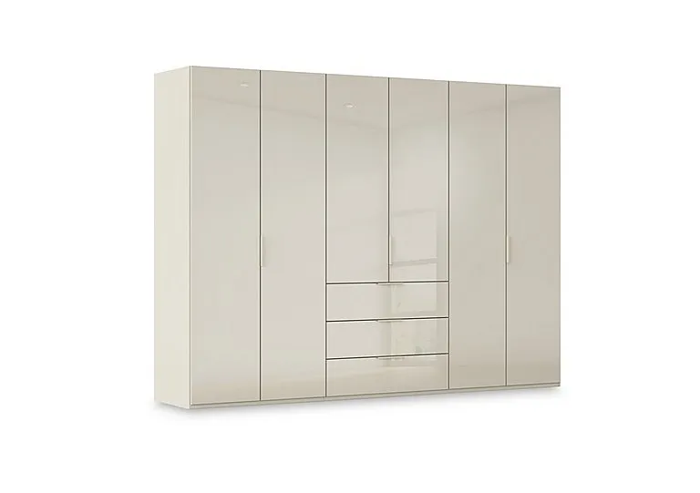 Haven 301cm 6 Door Combi Wardrobe with Glass Doors