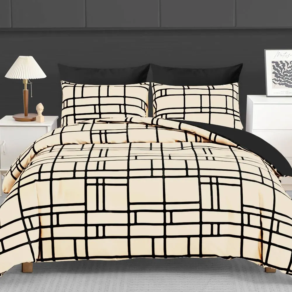 Pamposh Double Brushed Microfibre Duvet Cover Set With Zipper Closure in Taupe