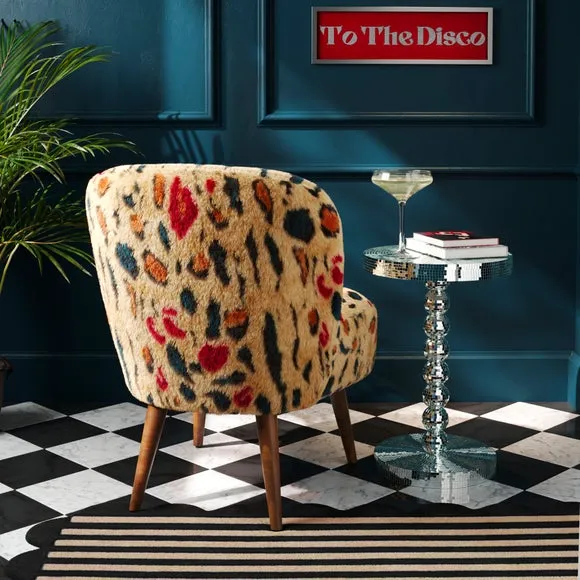 Elsie Leopard Brights Faux Fur Cocktail Chair 2