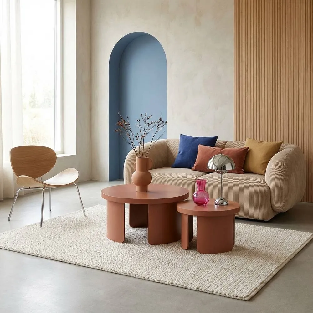 sweeek Set of 2 round nesting coffee tables in Terracotta 1