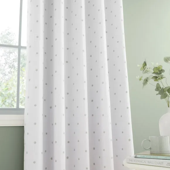Polka Dot Polycotton Blackout Eyelet Curtains 4